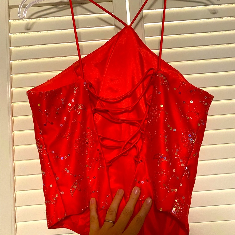 2000’s Two piece coral prom dress, size 11-12